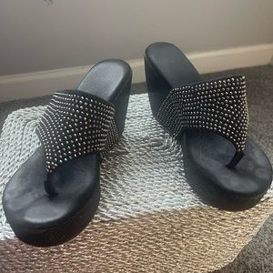 Studded Black and Silver Sandals